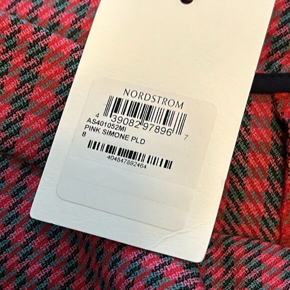 NWT 1901 Simone Pink Plaid Ankle Pants Trousers Size 8 - Picture 6 of 11